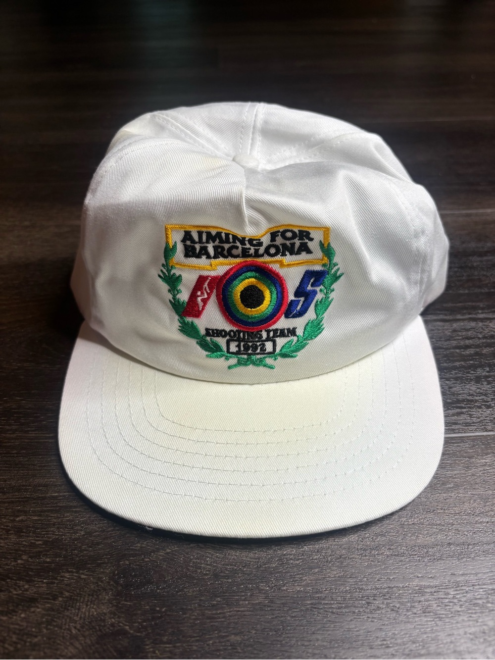 Vintage Aiming For Barcelona Shooting Team 1992 Embroidered Snap Back Hat